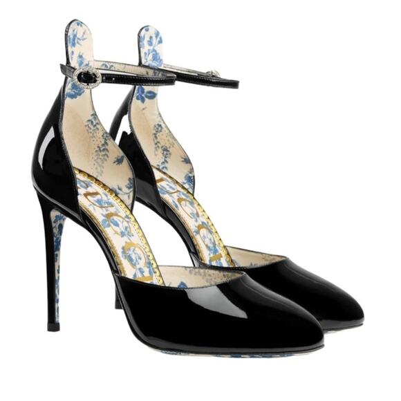 GUCCI Patent Leather Crystal Embellishments D'Orsay Pumps Size 9 NEW - Picture 6 of 10